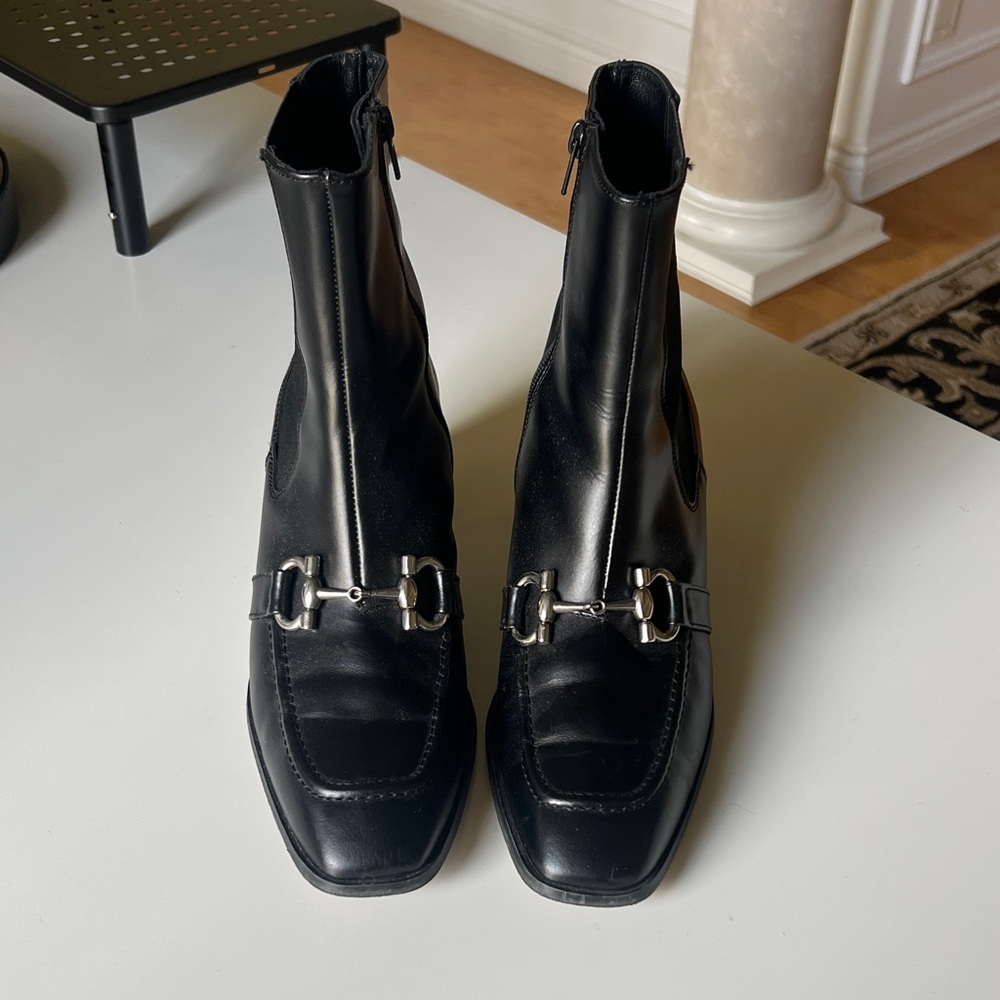 RENATTA Black Leather Women's Ankle Boots with Horsebit Detail MADE IN SPAIN 🇪🇸